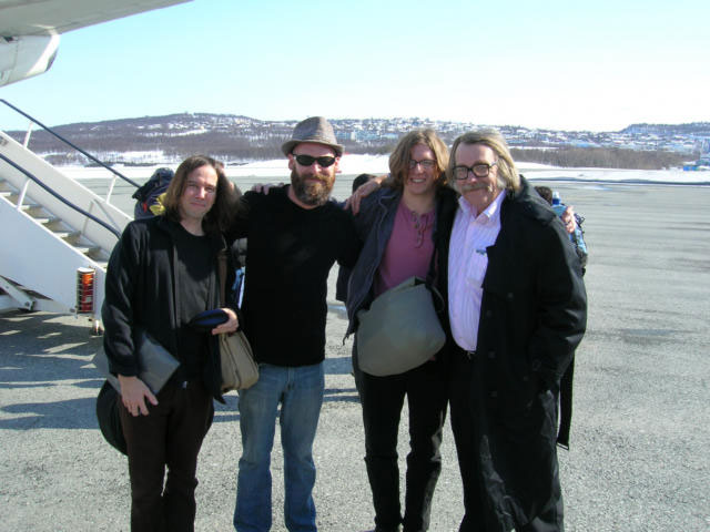 Dave and the band at the airport in Tromso